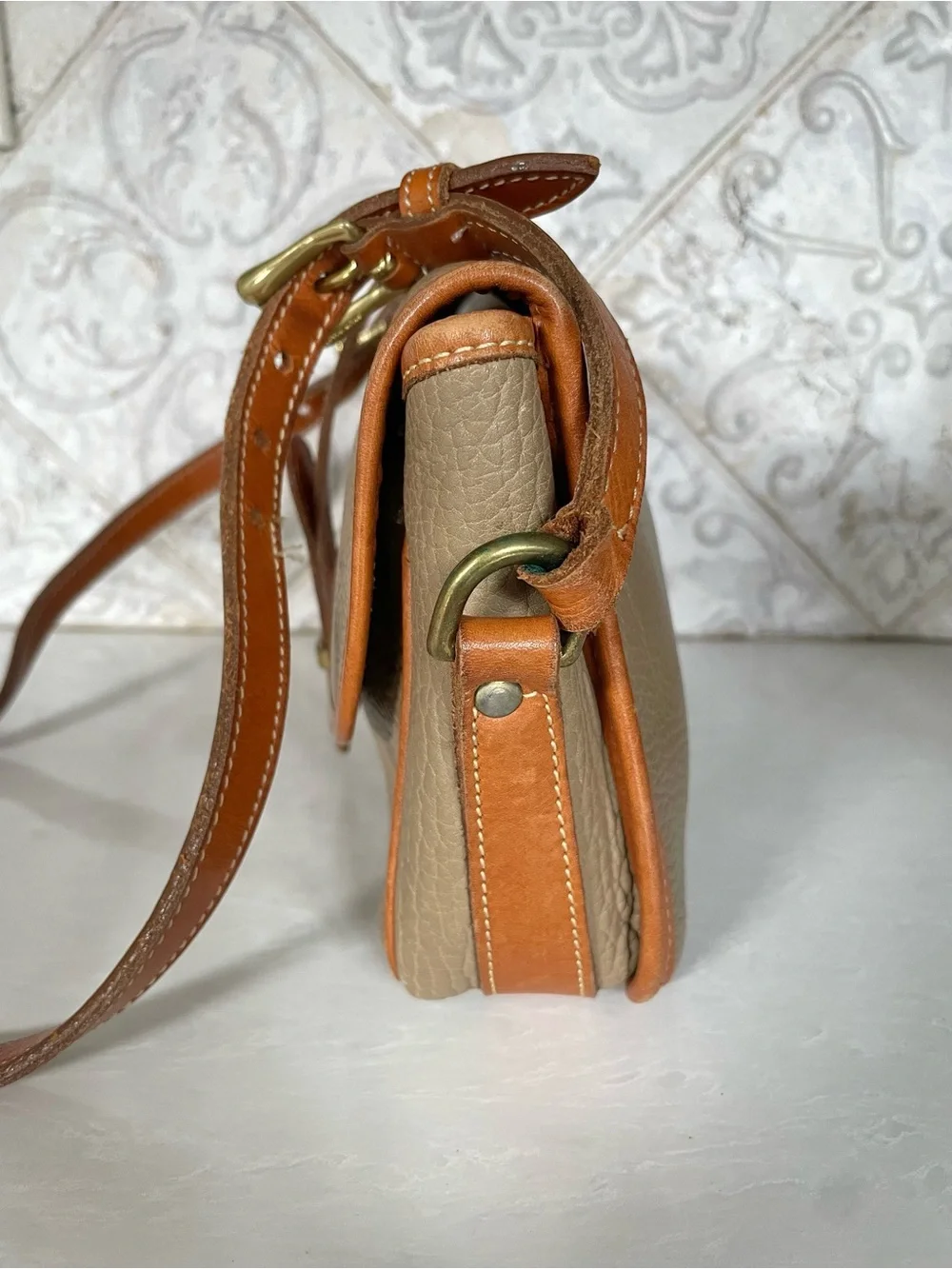 Dooney & Bourke - Vintage Taupe Crossbody with Tan Trim